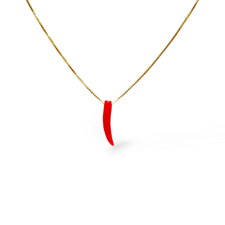 Collana cornetto in corallo vero montata su argento