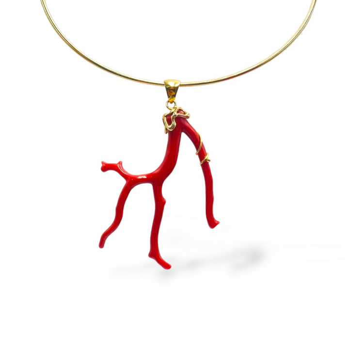 Collana ramo in corallo montato su argento