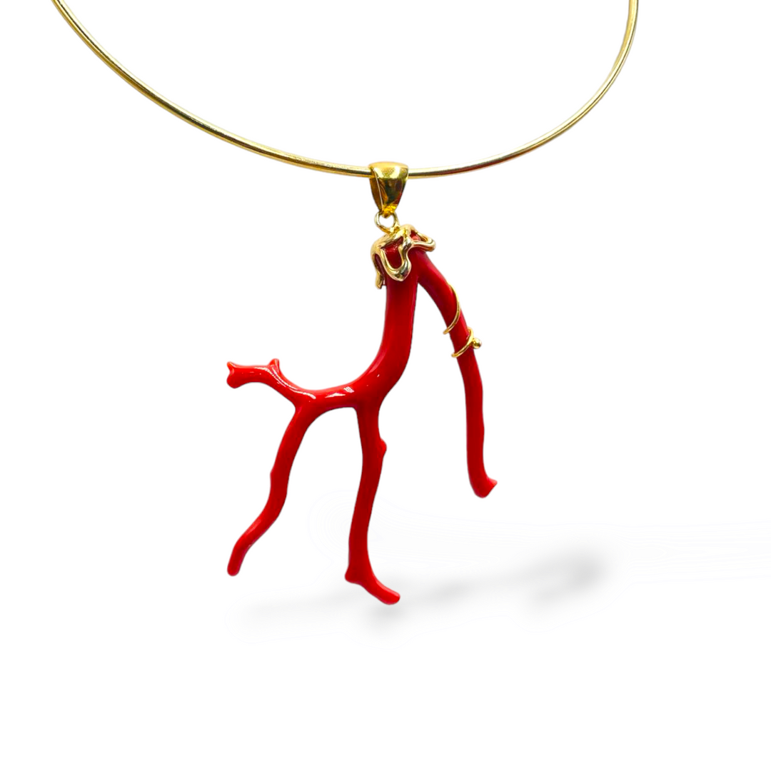 Collana ramo in corallo montato su argento