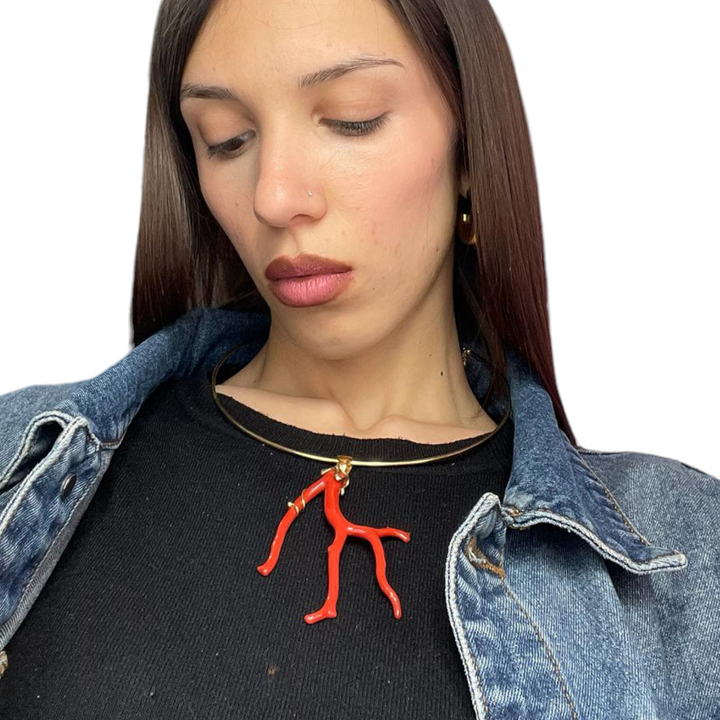 Collana ramo in corallo montato su argento