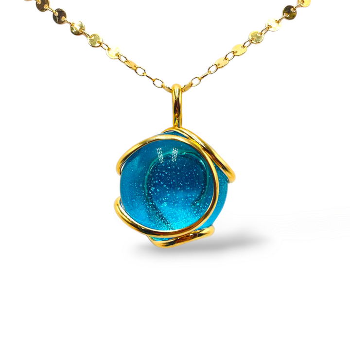 Blue pendant necklace in precious Murano crystal