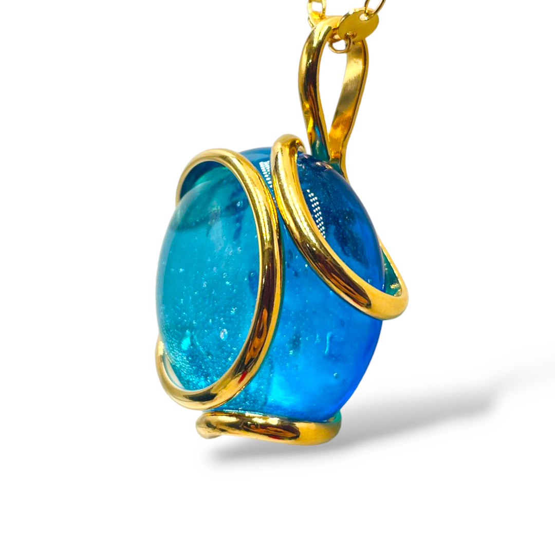 Blue pendant necklace in precious Murano crystal