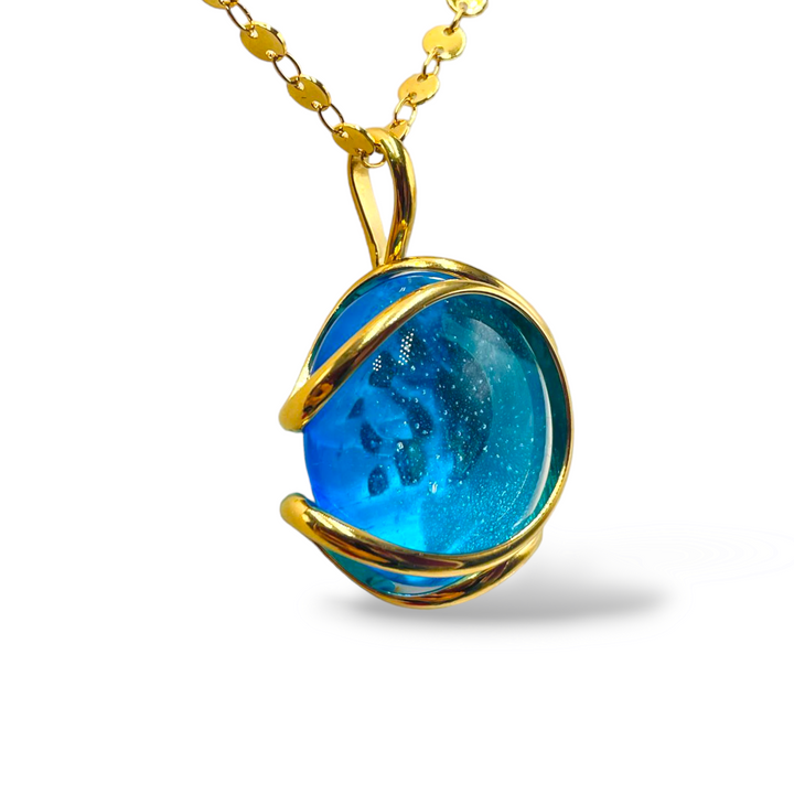 Blue pendant necklace in precious Murano crystal