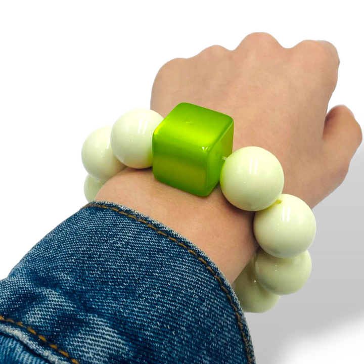 END OF COLLECTION - Green sphere and square bracelet
