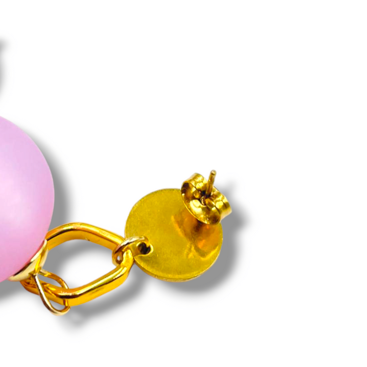 FINE COLLEZIONE  - Orecchini sfere magiche in resina rosa