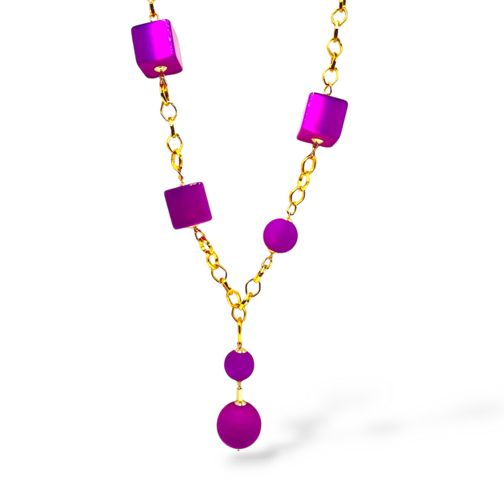 END OF COLLECTION - Magic spheres and squares necklace in lilac resin