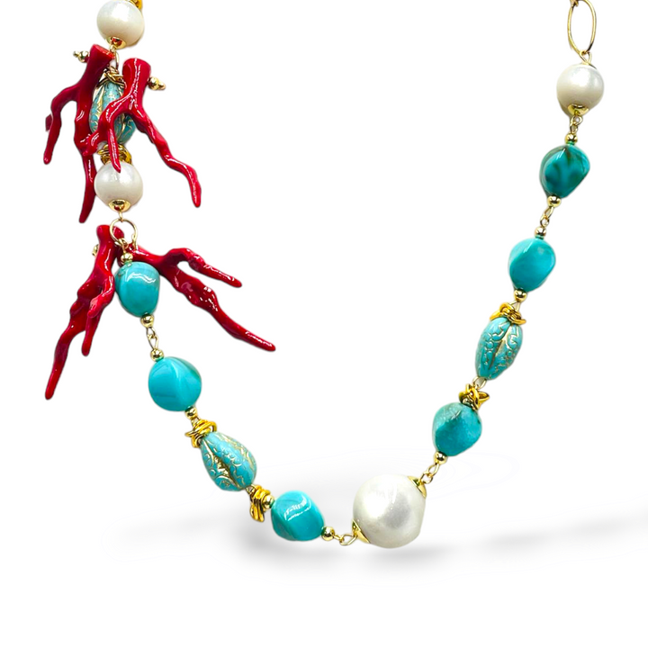 END OF COLLECTION - Marine and resin branch necklace