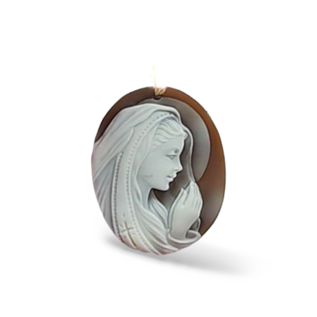 Collana ciondolo Madonna della pace in cammeo montato su argento Lucia Vitiello Gioielli di Napoli