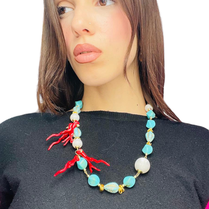 END OF COLLECTION - Marine and resin branch necklace