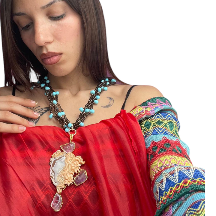 Ciondolo Chakra in cammeo montato su argento