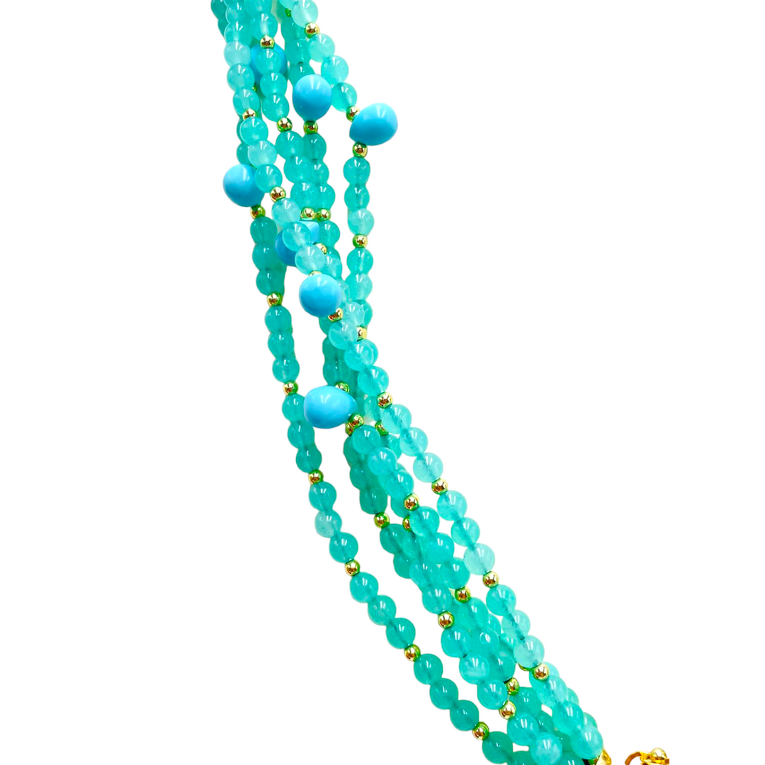 Ciondolo Aisha in ambra blu montato su argento