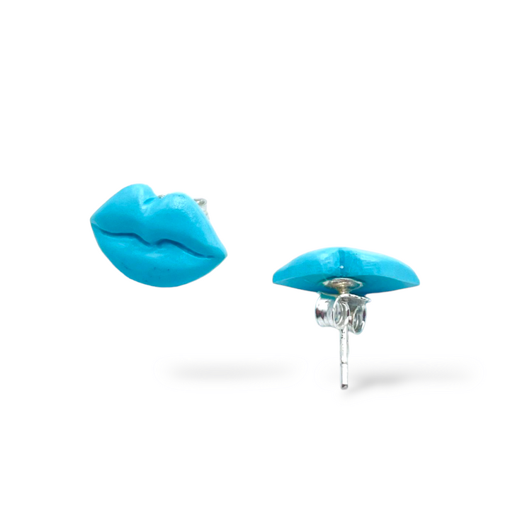 END OF COLLECTION - Turquoise paste kiss earrings mounted on silver