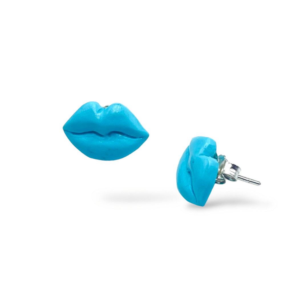 END OF COLLECTION - Turquoise paste kiss earrings mounted on silver