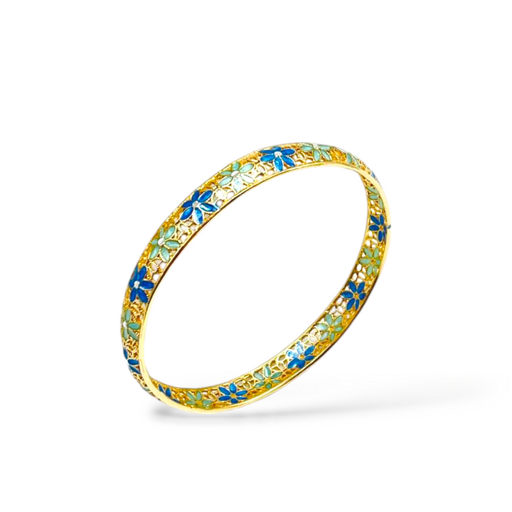 Bracelet flowers in enameled silver with filigree workmanship.