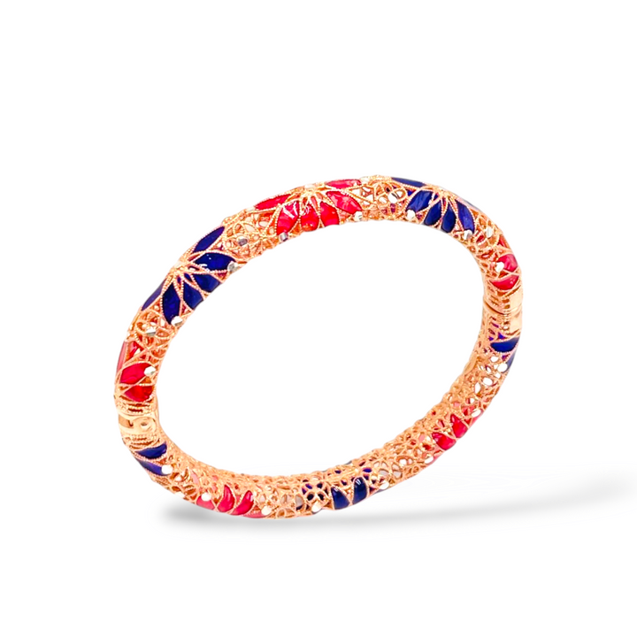 Bracelet flowers in enameled silver filigree workmanship