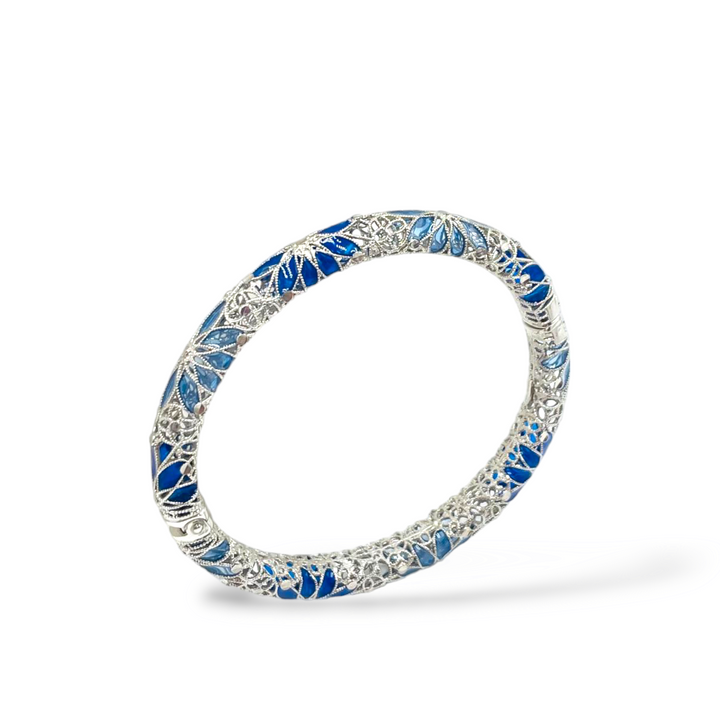 Bracelet flowers in enameled silver filigree workmanship