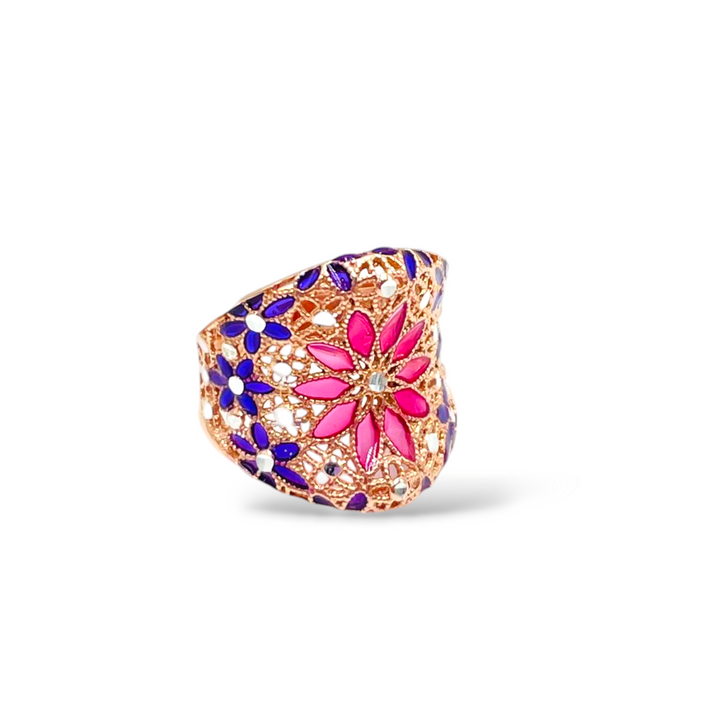 Enamelled silver ring with filigree workmanship