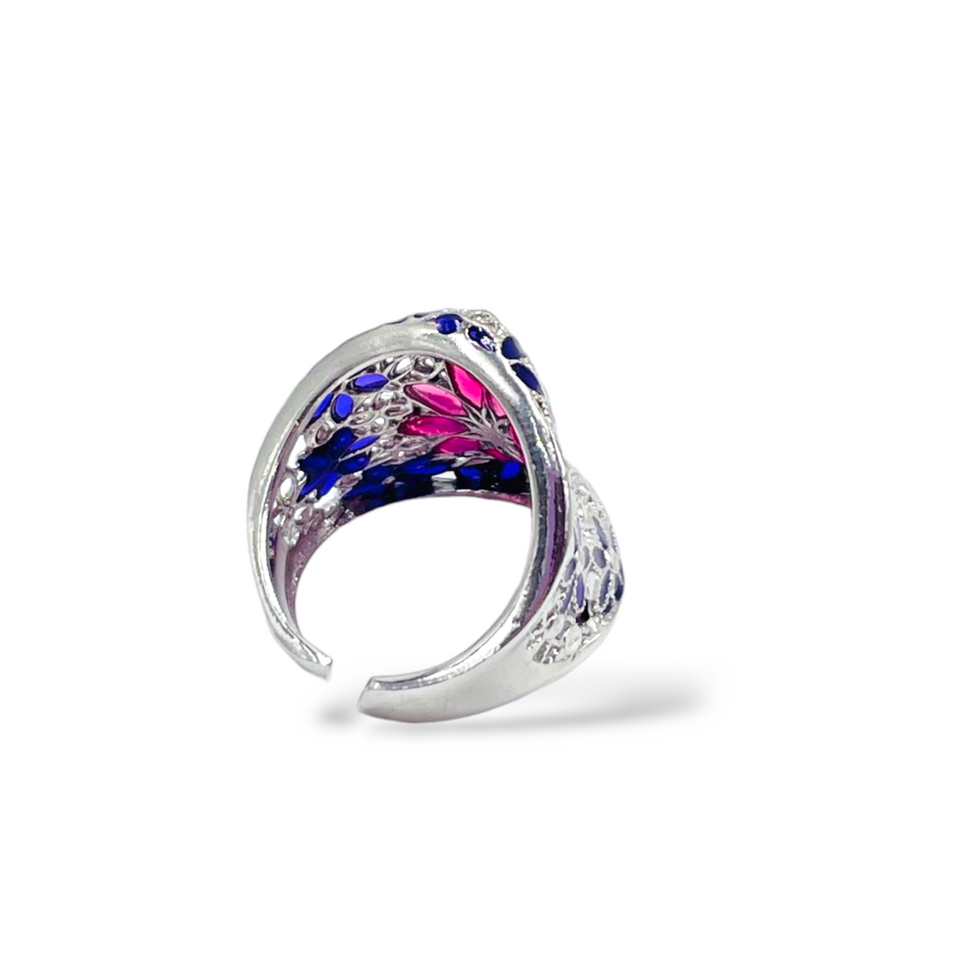 Enamelled silver ring with filigree workmanship