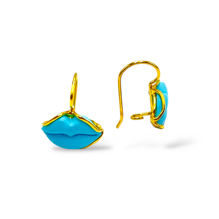 END OF COLLECTION - Turquoise paste kiss earrings mounted on silver