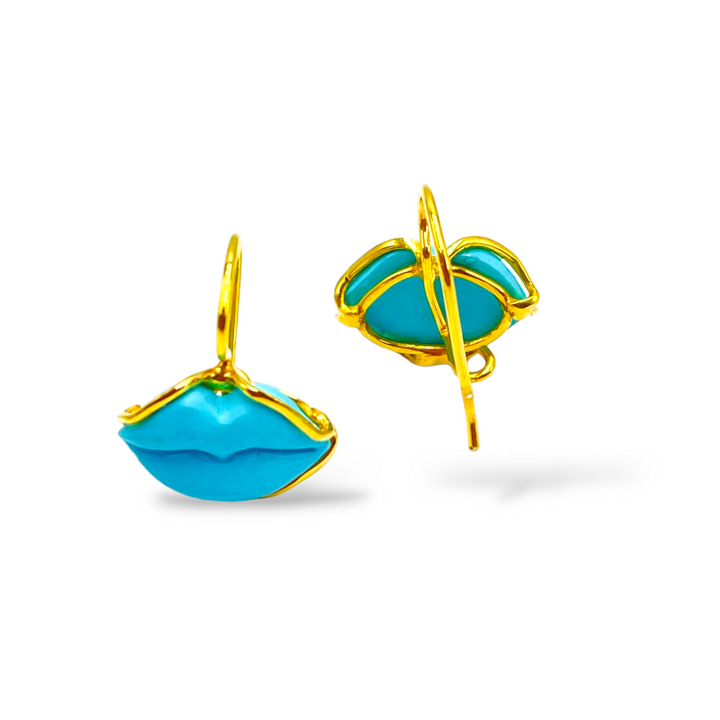 END OF COLLECTION - Turquoise paste kiss earrings mounted on silver