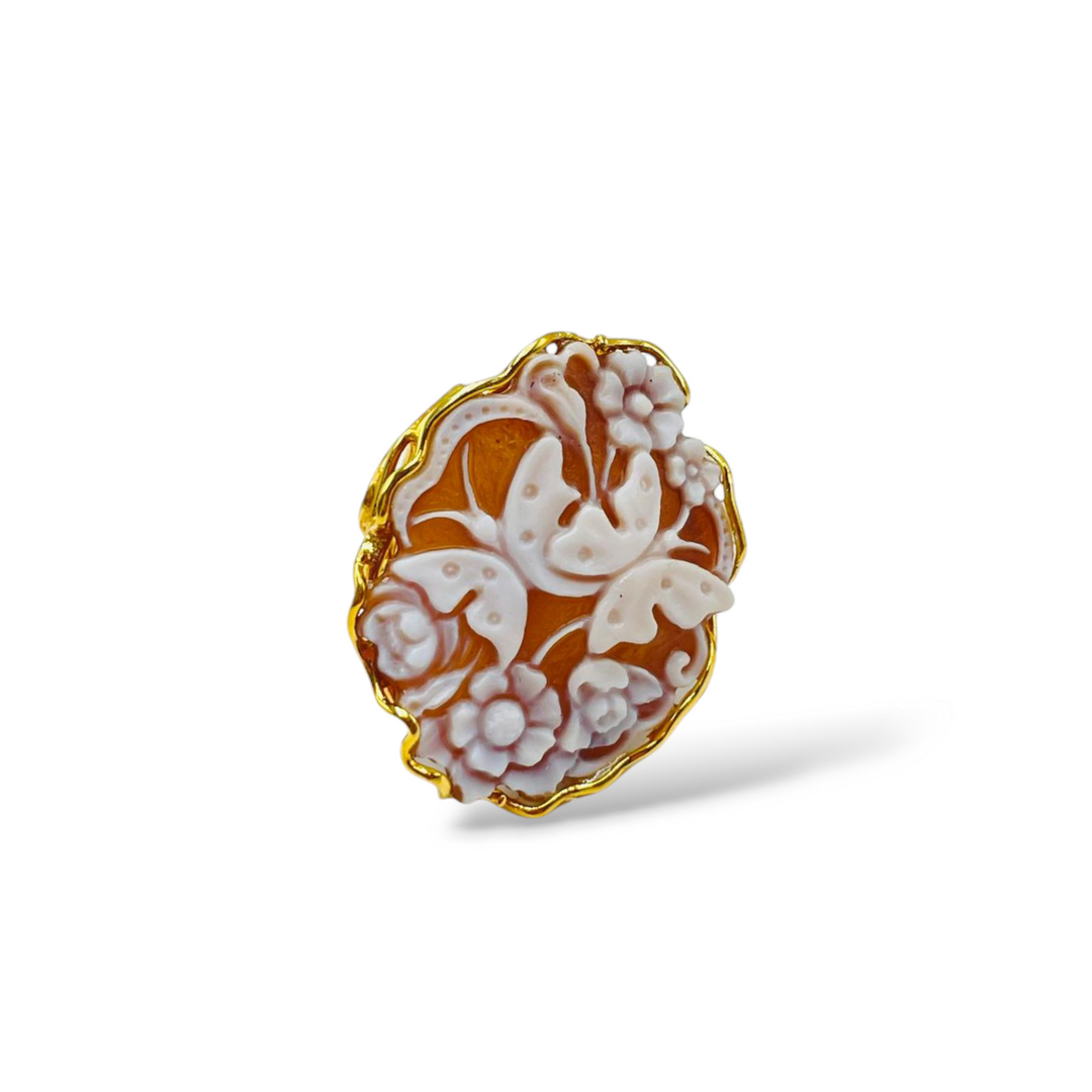 Anello farfalle in cammeo e montato su argento Lucia Vitiello Gioielli di Napoli