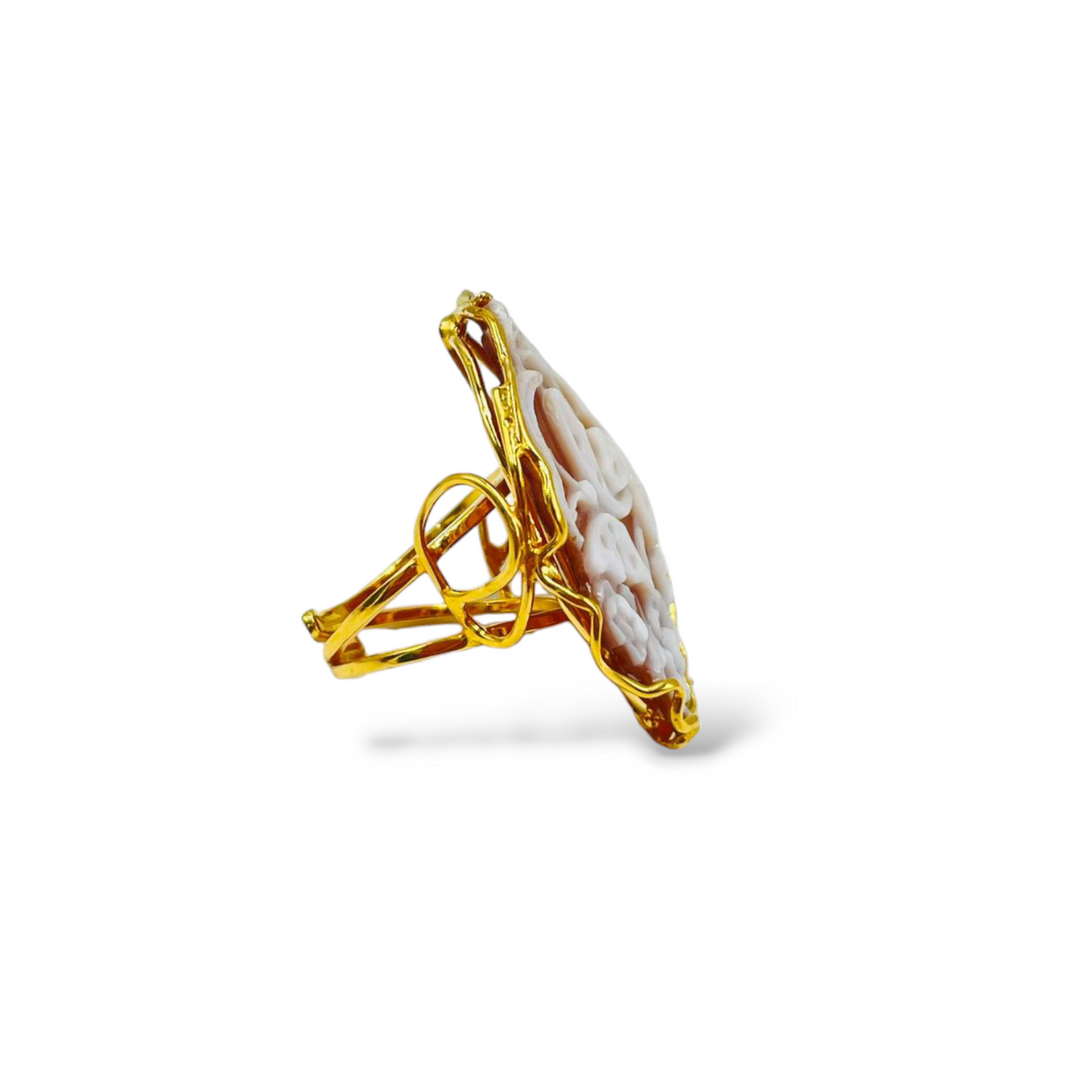 Anello farfalle in cammeo e montato su argento Lucia Vitiello Gioielli di Napoli