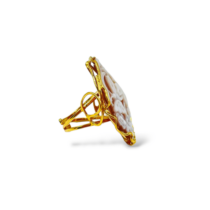 Anello farfalle in cammeo e montato su argento Lucia Vitiello Gioielli di Napoli