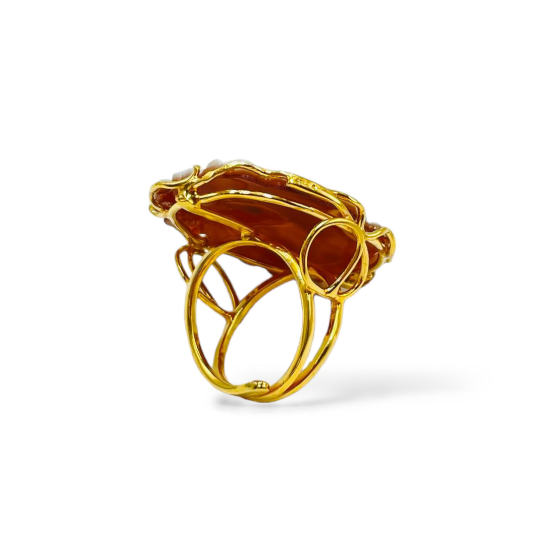 Anello farfalle in cammeo e montato su argento Lucia Vitiello Gioielli di Napoli