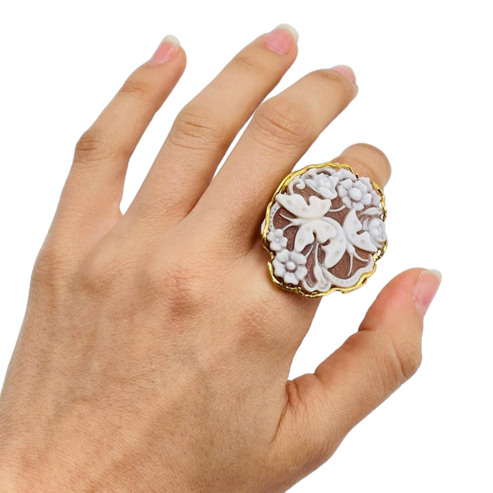 Anello farfalle in cammeo e montato su argento Lucia Vitiello Gioielli di Napoli
