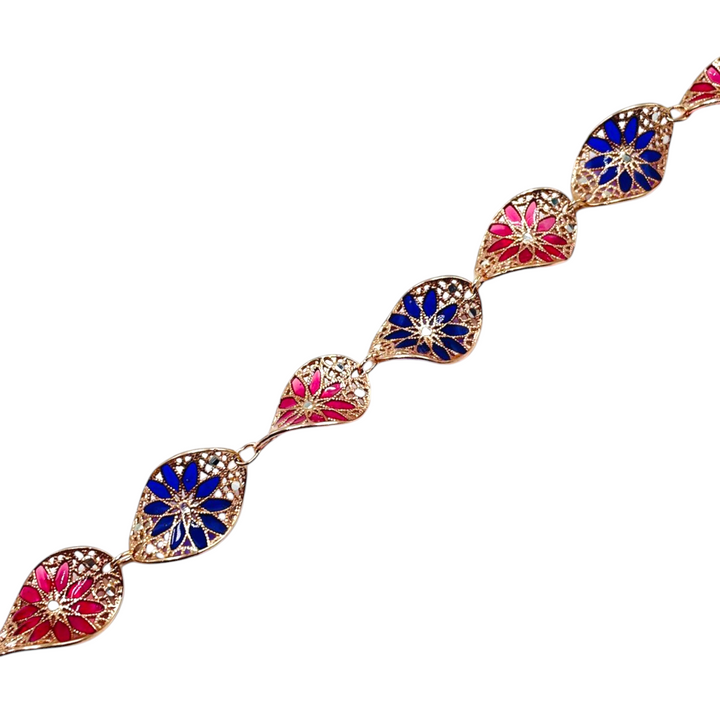 Bracelet flowers in enameled silver filigree workmanship