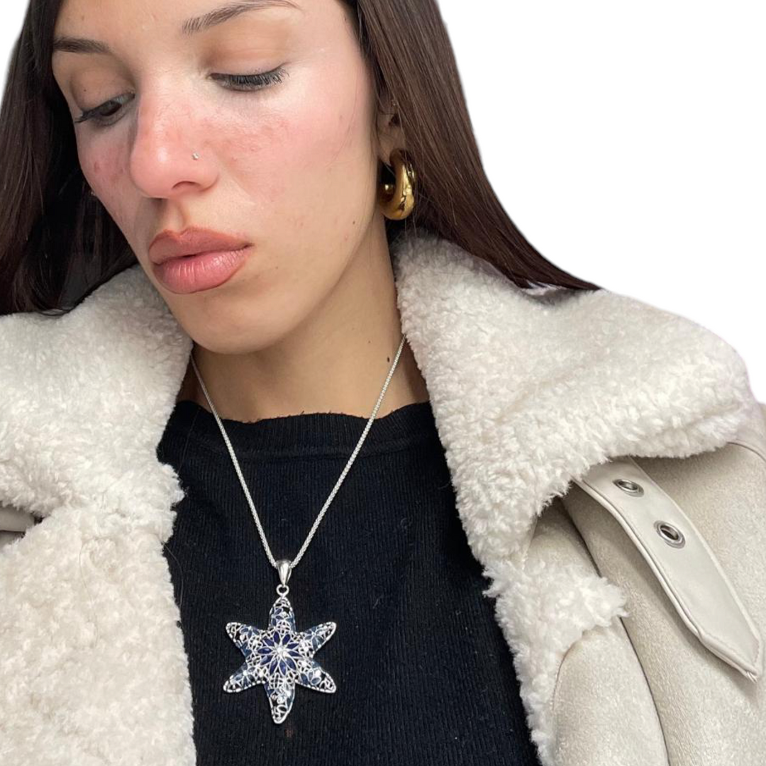 Silver starfish pendant with filigree workmanship