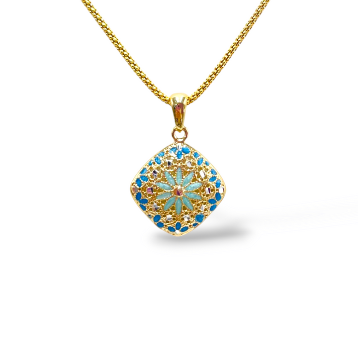 Pendant flowers in enameled silver filigree workmanship