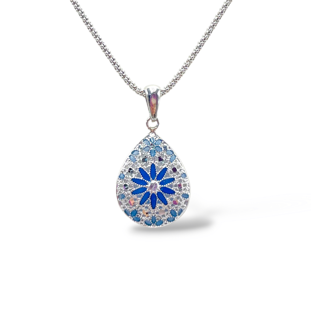 Pendant flowers in enameled silver filigree workmanship