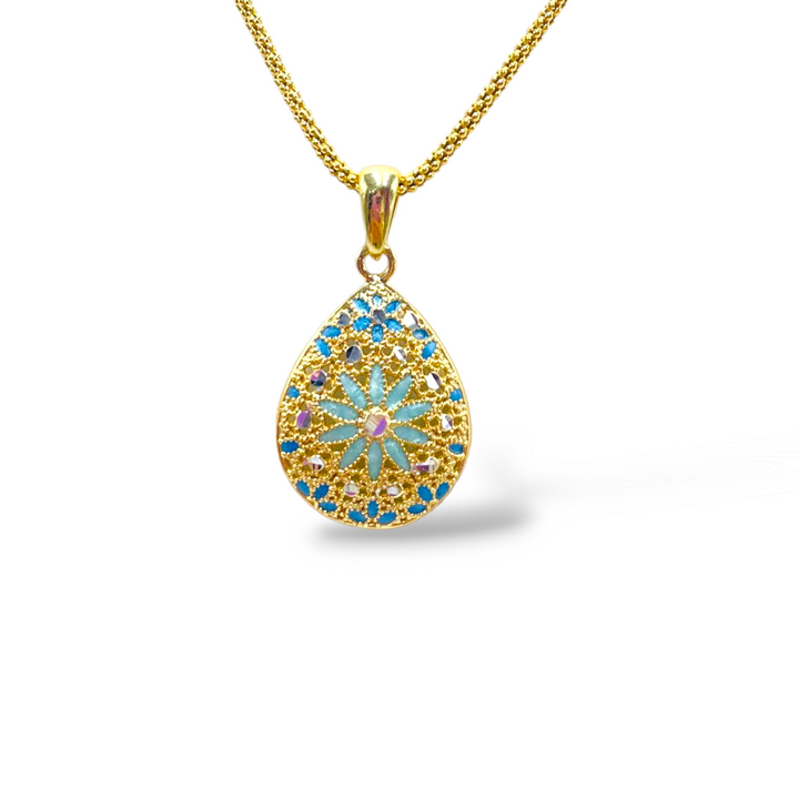 Pendant flowers in enameled silver filigree workmanship
