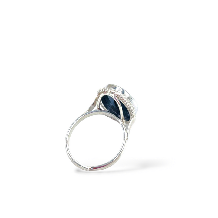 "LA MAMMINA" RING IN BLUE AGATE MOUNTED ON SILVER