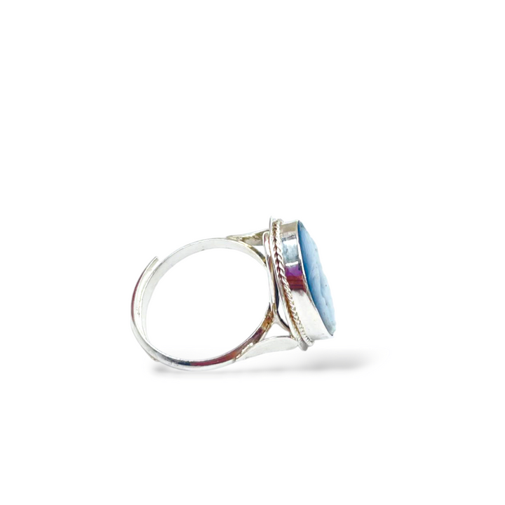 "LA MAMMINA" RING IN BLUE AGATE MOUNTED ON SILVER