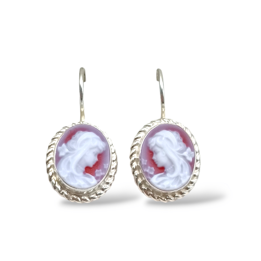 "Motherhood" earrings in blue agate mounted on silver