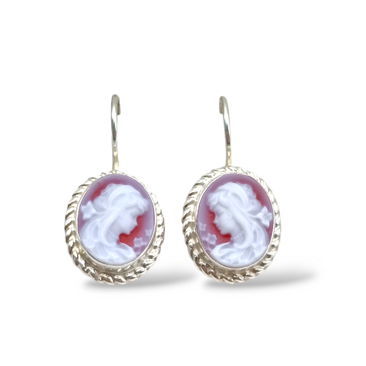 "Motherhood" earrings in blue agate mounted on silver