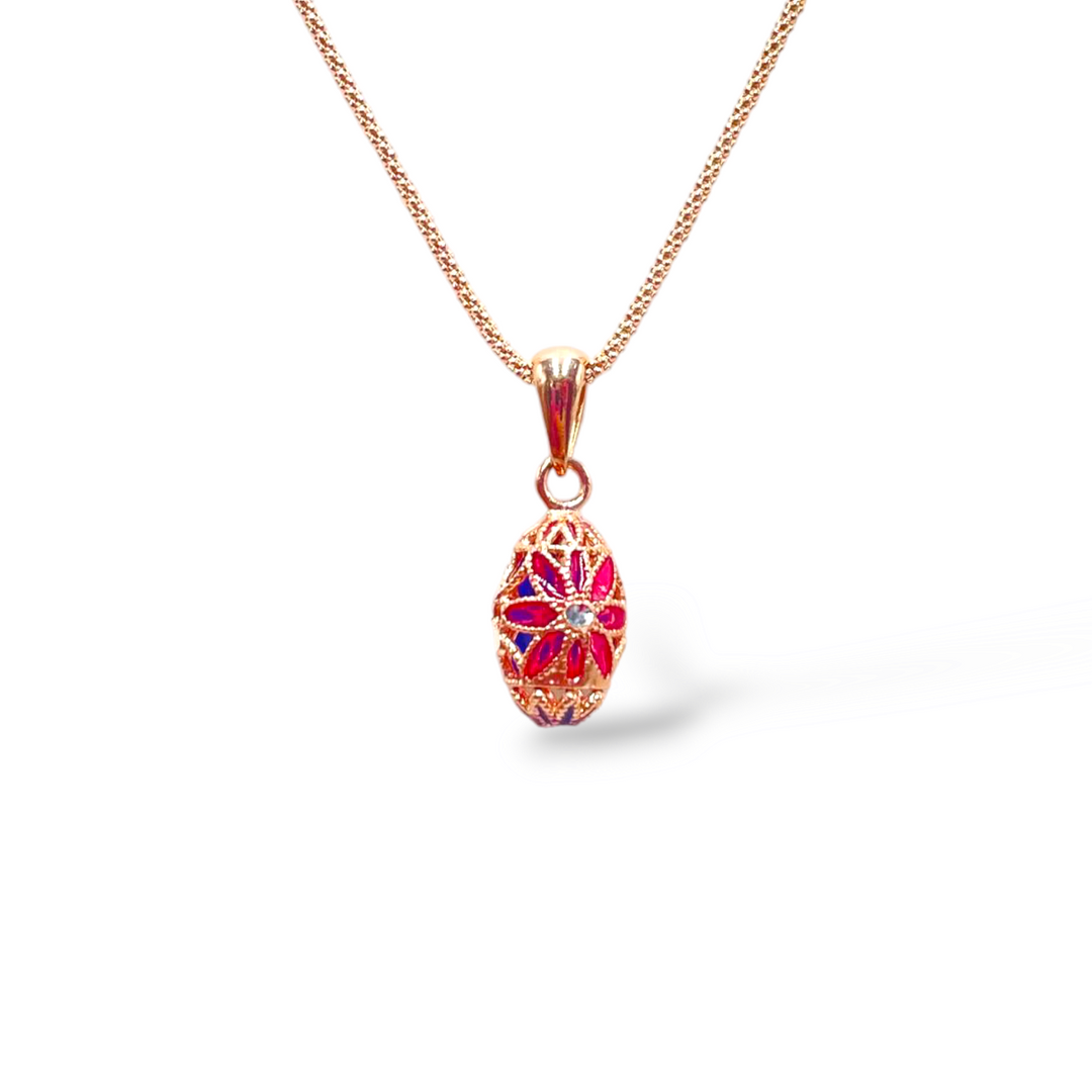 Flower necklace in enameled silver with filigree workmanship