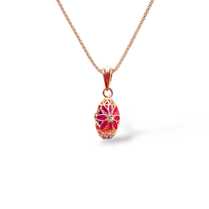 Flower necklace in enameled silver with filigree workmanship