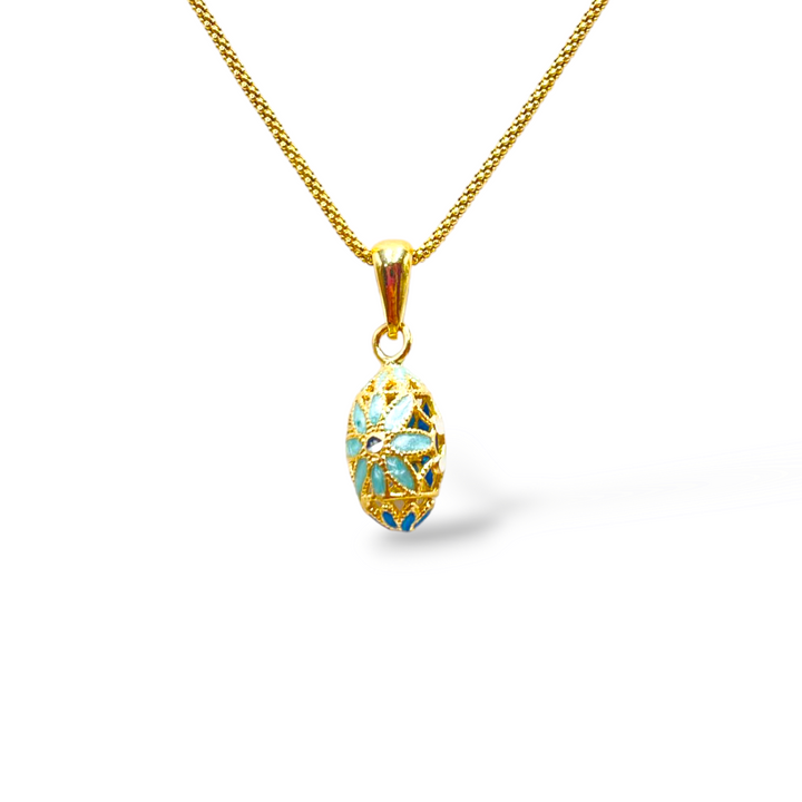 Flower necklace in enameled silver with filigree workmanship