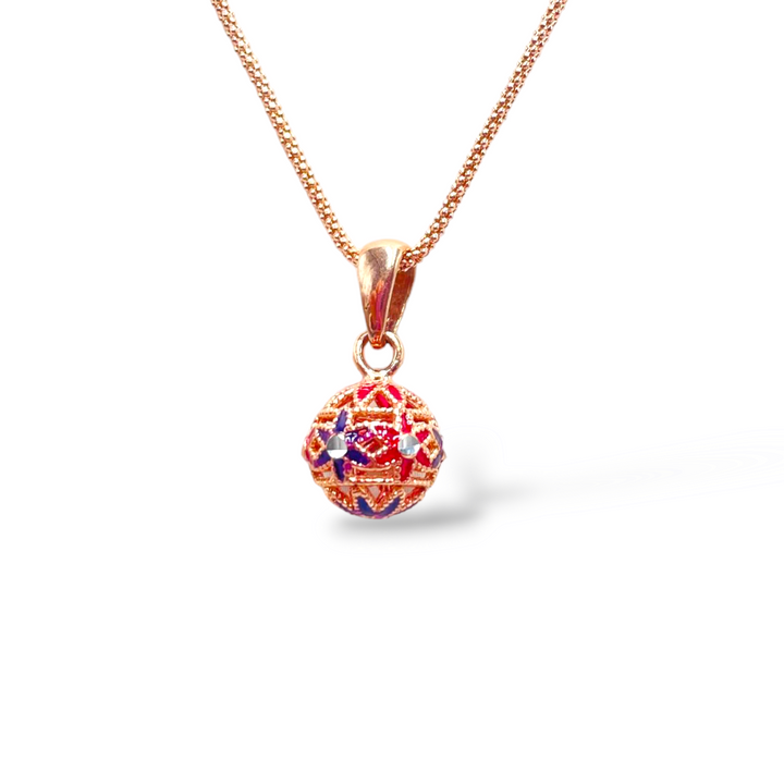 Flower pendant in enamelled silver with filigree workmanship
