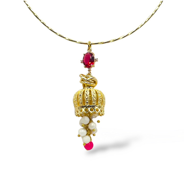 END OF COLLECTION OFFER - Capri bell necklace in pearls and zircons