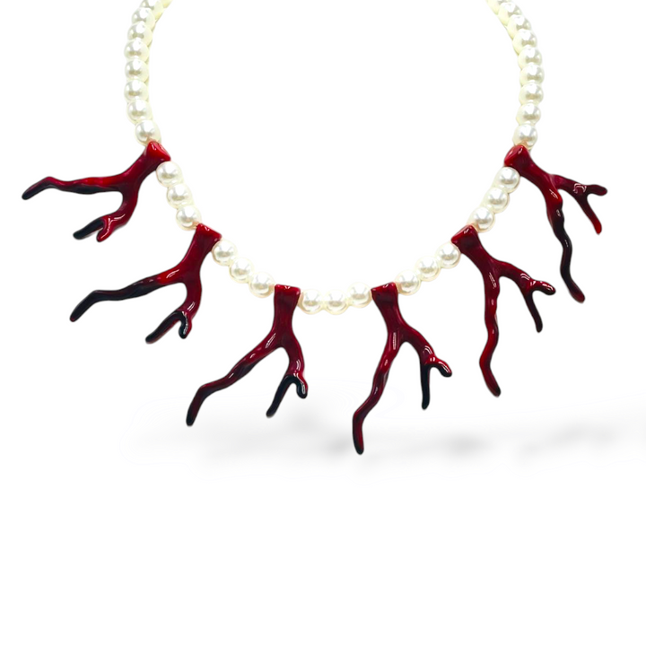 END OF COLLECTION - Resin and pearl branch necklace