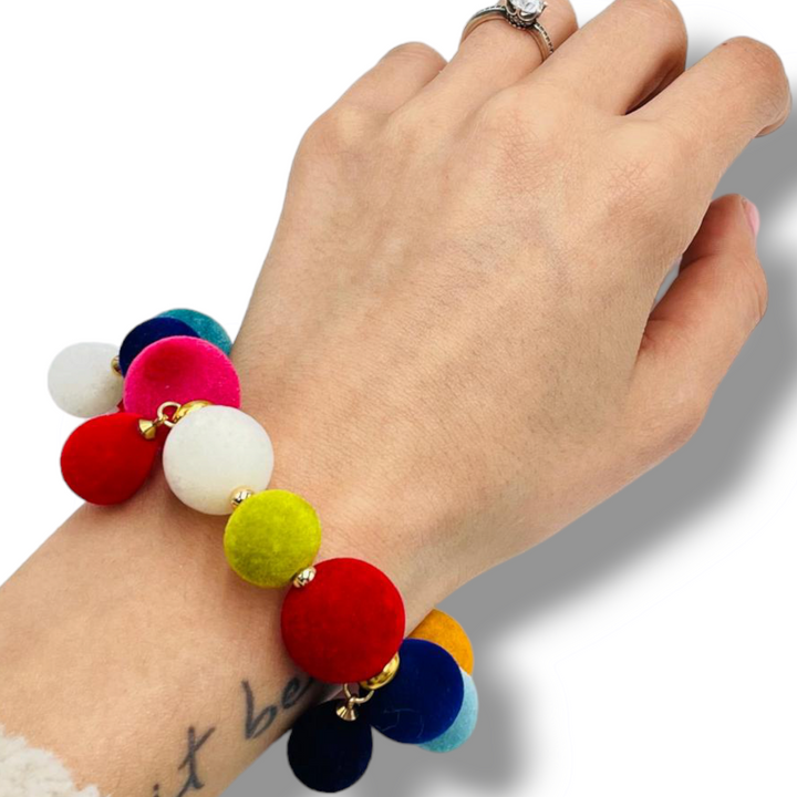 END OF COLLECTION - Bracelet with colored fabric spheres
