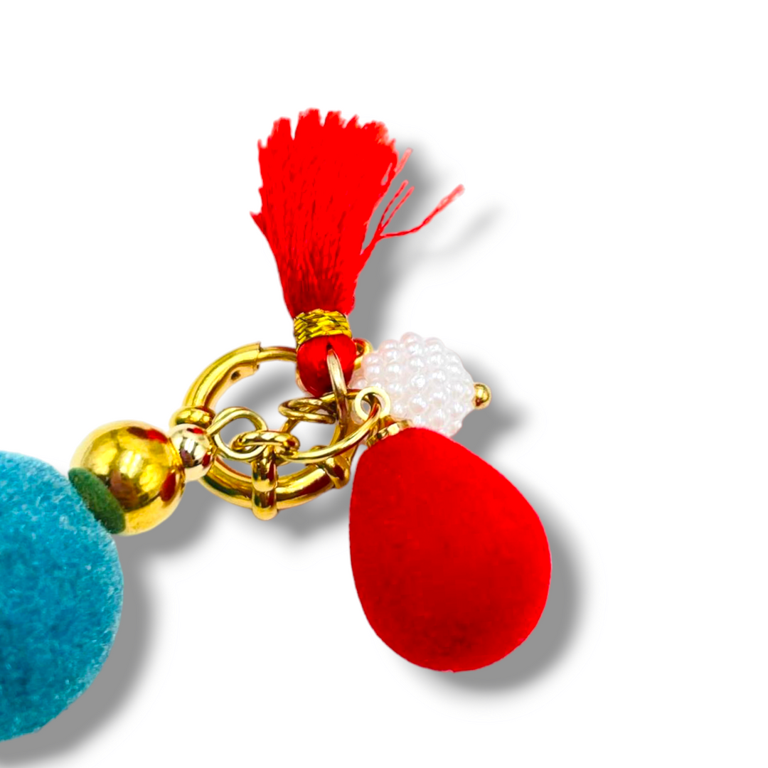 END OF COLLECTION - Bracelet with colored fabric spheres