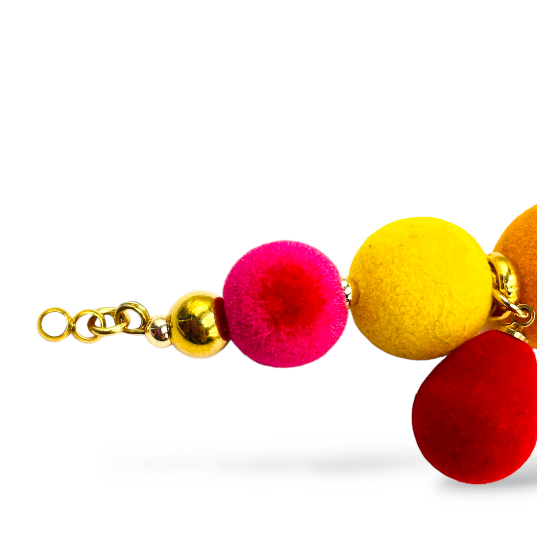 END OF COLLECTION - Bracelet with colored fabric spheres