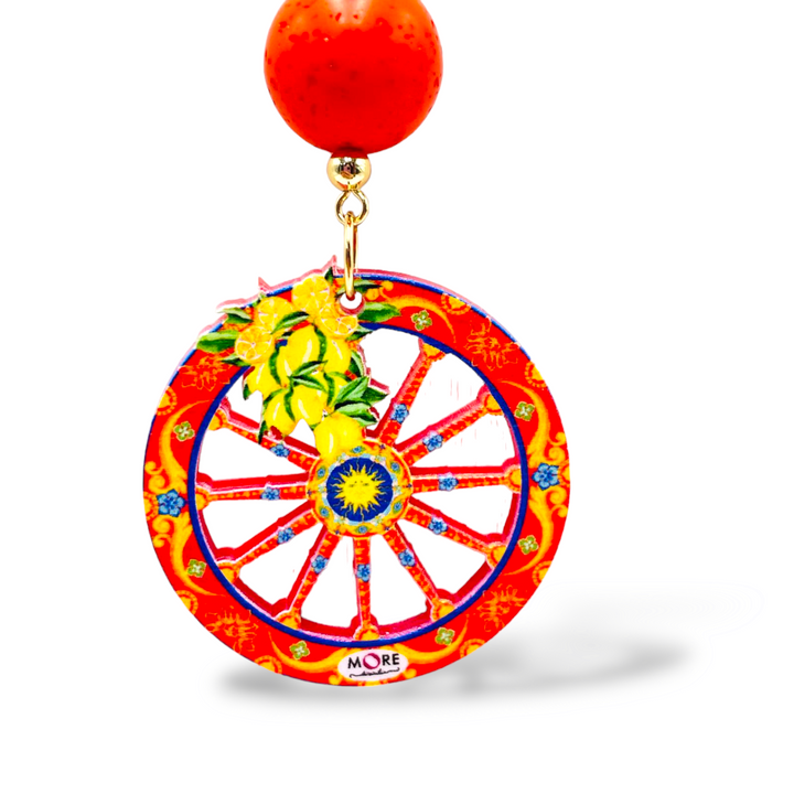 END OF COLLECTION - Wooden and agate wheel necklace