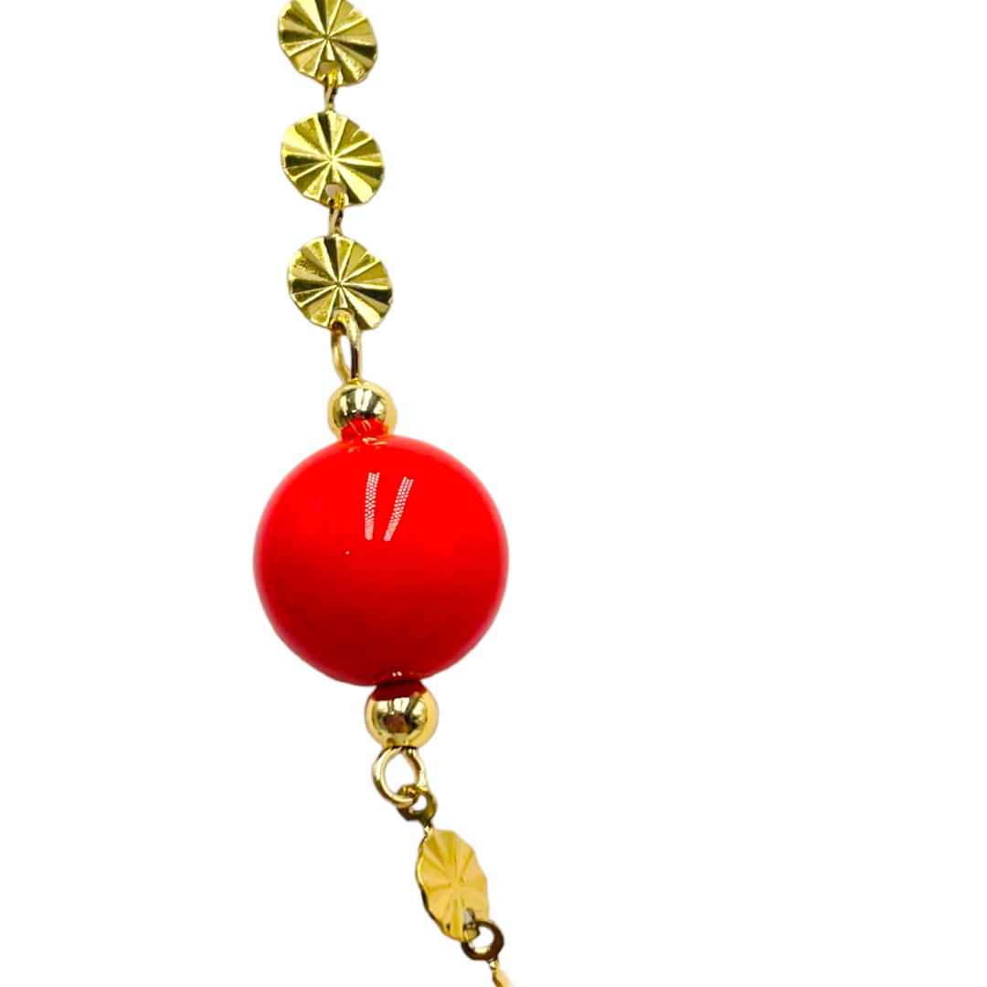 END OF COLLECTION - Wooden and colored agate wheel necklace