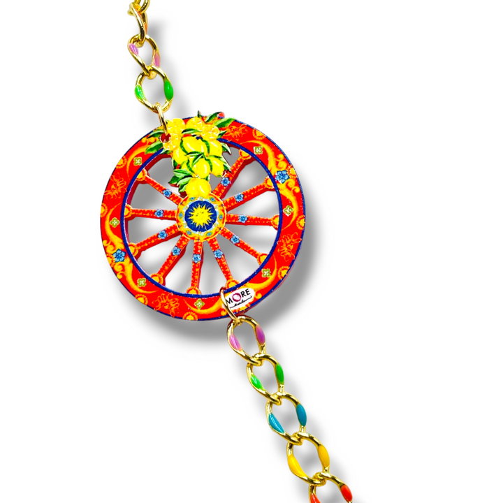 FINE COLLEZIONE - Collana ruota in legno e agata colorata